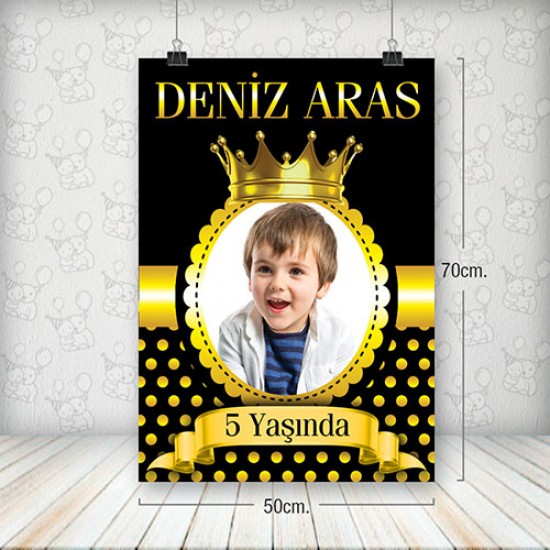 Kral Puantiyeli Siyah Gold Poster 50x70