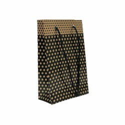 Altın Puantiyeli Siyah Lüks Karton Çanta 11x16,5cm