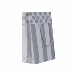 Beyaz Gümüş Puantiyeli Karton Çanta 11x16cm 25'li