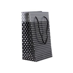 Gümüş Puantiyeli Siyah Lüks Karton Çanta 11x16,5cm
