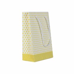 Sarı Puantiyeli Lüks Karton Çanta 11x16,5cm