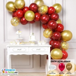 Balon Zinciri - Metalik Kırmızı Gold