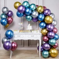 Balon Zinciri - Karışık Renk Krom Balon 50 Adet