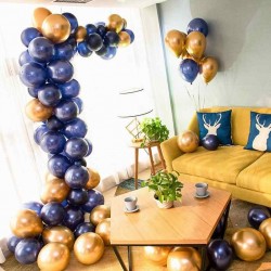 Balon Zinciri - Metalik Koyu Mavi Balon 100 Adet - Krom Gold 20 Adet