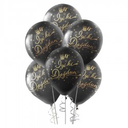 Altın İyi ki Doğdun Baskılı Siyah Balon 100'lü