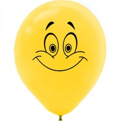 Gülen Yüz Baskılı Sarı Balon 100'lü
