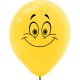 Gülen Yüz Baskılı Sarı Balon 100'lü
