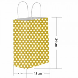 Altın Puantiyeli Kraft Hediye Çantası 18x24 cm 25'li