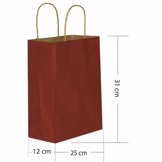 Bordo Kraft Hediye Çantası 25x12x31 cm 25'li