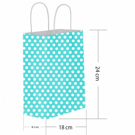Mavi Puantiyeli Kraft Hediye Çantası 18x24 cm 25'li Mavi Puantiyeli Kraft Hediye Çantası 18x24 cm 25'li