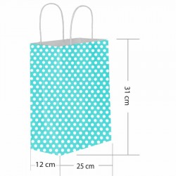 Mavi Puantiyeli Kraft Hediye Çantası 25x12x31 cm 25'li