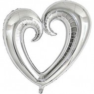 Gümüş Folyo İçi Boş Kalp Balon