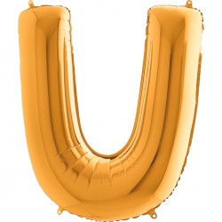 U Harf Grabo Altın Folyo Balon 102 cm