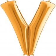 V Harf Altın Folyo Balon 40 cm