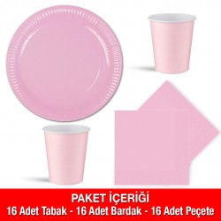 Makaron Pembe Parti Seti 16 Kişilik