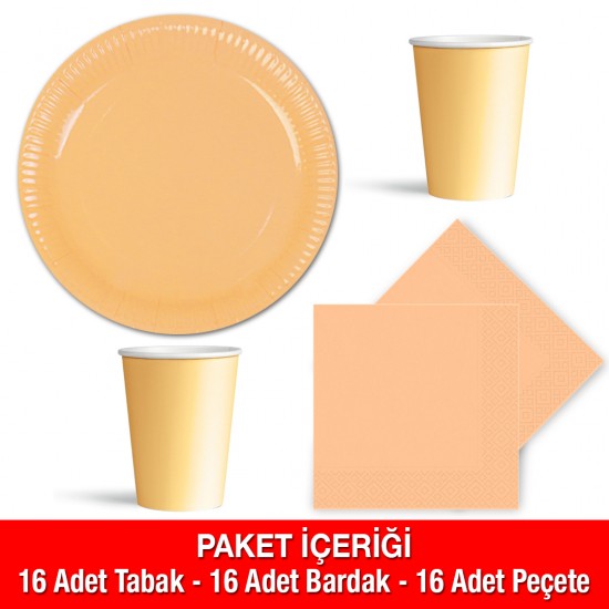 Makaron Turuncu Parti Seti 16 Kişilik