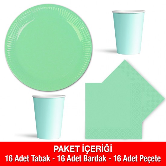 Makaron Yeşil Parti Seti 16 Kişilik