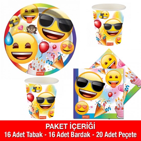 Parti Emoji Parti Seti 16 Kişilik