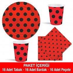 Pastel Düşler Kırmızı Lisanslı Parti Seti 16 Kişilik