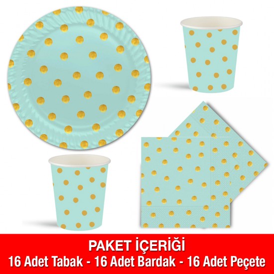 Pastel Düşler Mavi Lisanslı Parti Seti 16 Kişilik