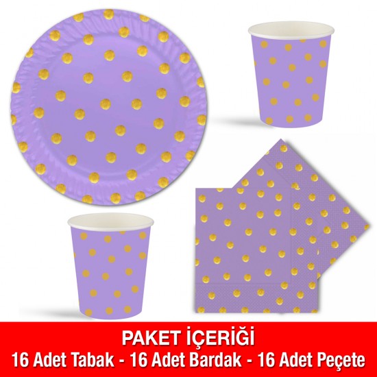 Pastel Düşler Mor Lisanslı Parti Seti 16 Kişilik