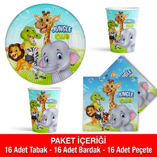 Jungle Club Parti Seti 16 Kişilik