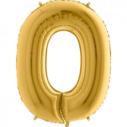 0 Rakam Altın Folyo Balon 102 cm