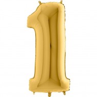 1 Rakam Altın Folyo Balon 80 cm