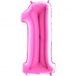 1 Rakam Açık Pembe Folyo Balon 102 cm