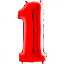 1 Rakam Kırmızı Folyo Balon 102 cm