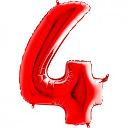 4 Rakam Kırmızı Folyo Balon 102 cm
