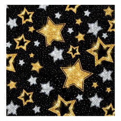 Yıldızlar Siyah Kağıt Peçete 33x33 cm 20'li
