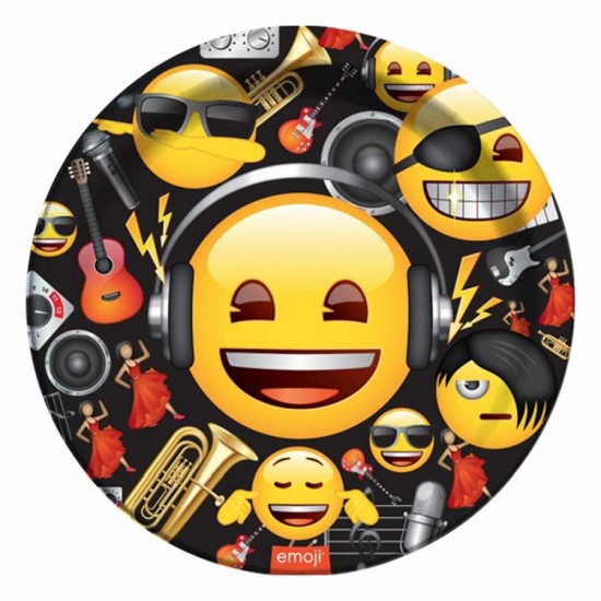 Genç Emoji Karton Tabak 23 cm 8'li