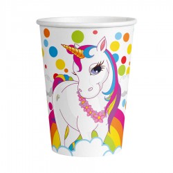 Unicorn Rainbow Karton Bardak 8'li