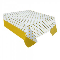 Altın Puantiyeli Plastik Masa Örtüsü 137x182 cm