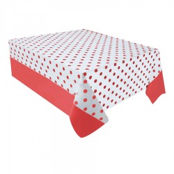 Kırmızı Puantiyeli Plastik Masa Örtüsü 137x182 cm