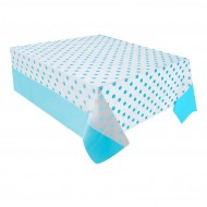 Mavi Puantiyeli Plastik Masa Örtüsü 137x182 cm