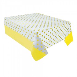 Sarı Puantiyeli Plastik Masa Örtüsü 137x182 cm