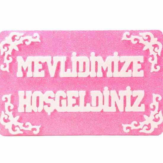 Mevlidimize Hoşgeldiniz Pembe Strafor Süs